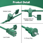 40FT Outdoor Extension Extension Cord for Halloween Christmas Inflatables with Multiple Outlets Green Electrical Cord with Multiple Plugs Outdoor Christmas Blow Up Decorations Light Extension Cords