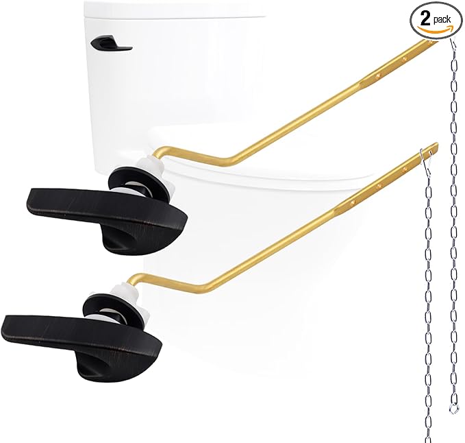 2Pack Universal Side Mount Toilet Handle Replacement Kit Compatible with Kohler K-GP30324-CP/Glacier Bay Toilet with Flapper Chains, Metal Toilet Flusher Lever, Oil Rubbed Bronze