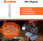 GoodBulb 13 Watt CFL Light Bulbs | 4 Pin G24Q-1 Base 2700K Soft White | 13W High Output 900 Lumens | Double Tube Compact Fluorescent Light Bulbs Plug-in | 10 Pack