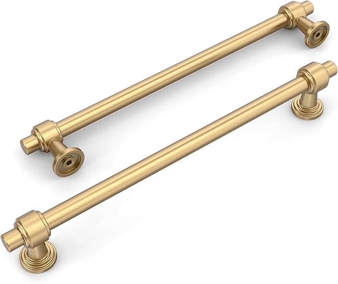 Amerdeco 10 Pack Champagne Bronze Cabinet Pulls 10 Inch(254mm) Hole Center Drawer Pulls Cabinet Hardware Kitchen Cabinet Handles for Bathroom Dresser Pulls ZH0069