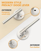 Asidrama 4 Pack Passage Brushed Nickel Door Handles, Door Lever with Door Knobs Indoor for Bedroom or Bathroom, Heavy Duty Door Handles Interior with Locks for Left Right Sided Doors