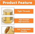 GASHER 1/2"NPT Brass Pipe Cap, NPT Female Thread Socket Pipe End Cap Plugs Fitting 5PCS