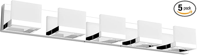 Tipace Dimmable Modern 5 Lights LED Vanity Light for Bathroom Up and Down Chrome Bathroom Wall Light Fixtures Over Mirror(White Light 6000K)