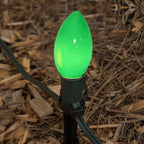 25 Pack C9 Ceramic Green Replacement Bulbs, St. Patrick's String Light Bulb Vintage Incandescent Light Bulbs for Christmas Wedding Patio St. Patrick's Day Decoration, E17/C9 Intermediate Base, 7 Watt