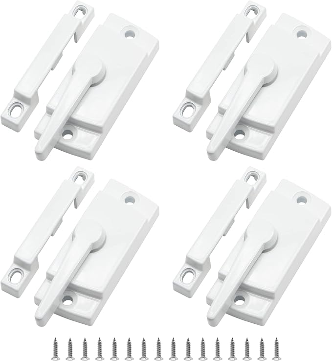 Uenhoy 4 Pack Cam Action Window Sash Locks for Double Hung Windows, Hole Center White Sash Window Locks for Vertical & Horizontal Sliding Windows