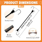 21" Rubber Bungee Cords with Hooks, Heavy Duty EPDM Bungee Cord with 150% Max Stretch, Heavy Duty Bungee Straps for Securing Tarps, Canvases, Cargo, Motorcycle, Weatherproof, Pack of 10