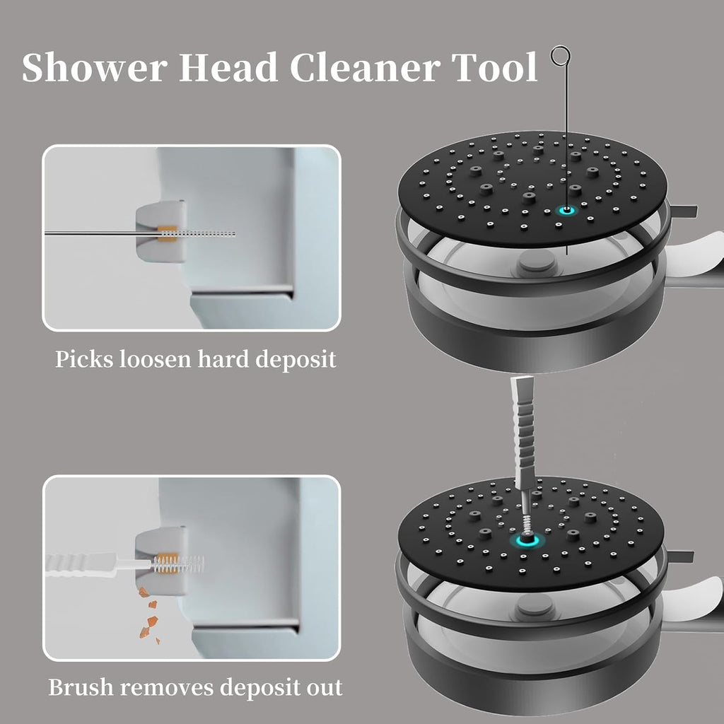 Shower Head Cleaning Brushes, Shower Head Cleaning Tool, 10 Sizes Descaler Needles, Rust-Proof Showerhead Cleaner Set (Shower Head Cleaning Brushes/Descaler Needles)