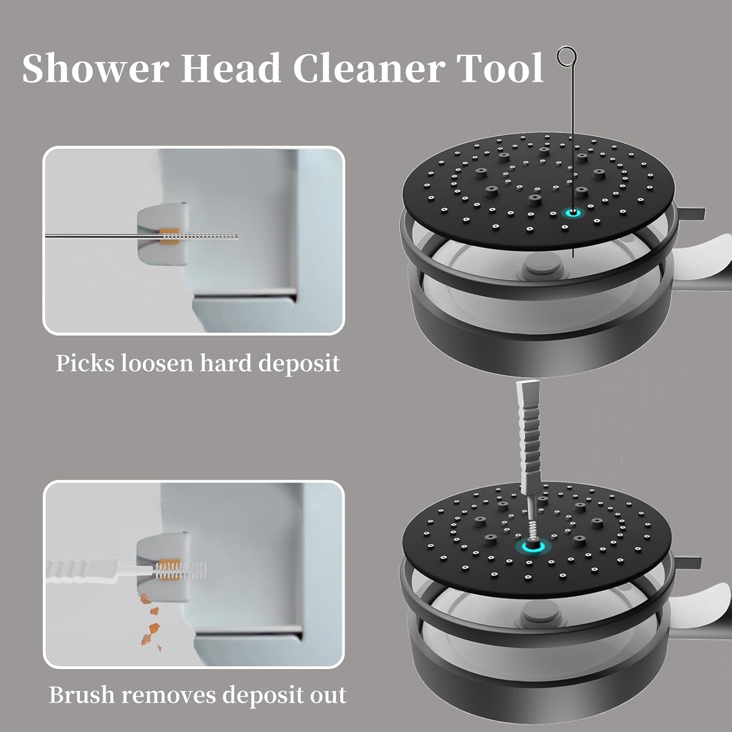 Shower Head Cleaning Brushes, Shower Head Cleaning Tool, 10 Sizes Descaler Needles, Rust-Proof Showerhead Cleaner Set (Shower Head Cleaning Brushes/Descaler Needles)