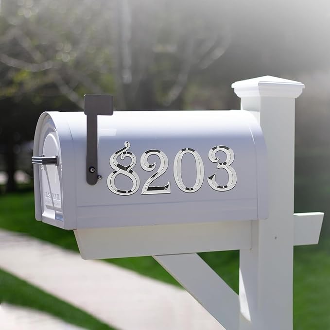 10Pcs Mailbox Numbers for outside 0-9, 2.75 inch 3D Self Adhesive Street Address House Door Numbers Signs for Apartment,Office,Cars,Mailboxes (Silver)