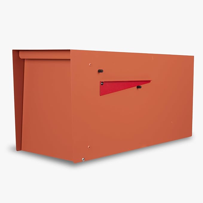 Ilyapa Modern Mailbox for Outside Post Mount - Terracotta Heavy Duty Powder Coated Metal Mailbox, Waterproof Letter Box for Parcels