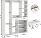 Closet System with 2 Drawers, 55” Wood Closets Organizer and Storage with 2 Hanging Rods, Walk-In Closets System, Clothes Rack with 10 Shelves, White Closet Shelves System Large Wardrobe for Bedroom