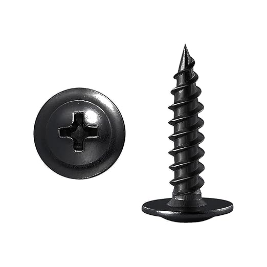 (200 pcs) Wensilon #10×1" Black Phillips Truss Head Wood Screws Quick Metal Self Tapping