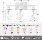 3 Light White Bathroom Light Fixtures Vanity Light Over Mirror Modern Wall Lighting Sconces Rustic Industrial Wall Lamp for Bathroom, Bedroom, Living Room E26 Socket with Glass Shade