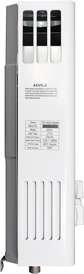 EZ 101 Outdoor Tankless Water Heater - Propane (LPG) Gas - 2 GPM - Small - Portable - Point of use - Battery Powered Ignition - Camping - RV - Hunting