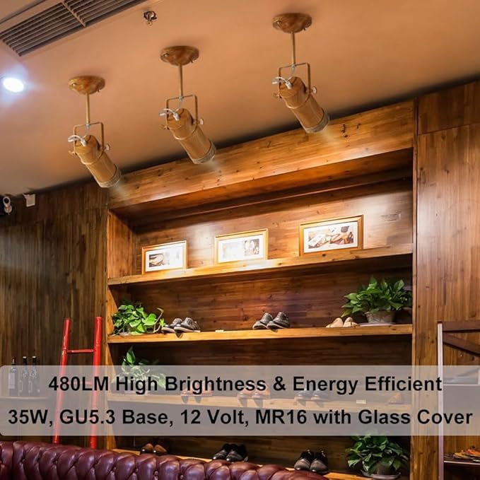 Vinaco MR16 Bulb,10 Pack 35W GU5.3 Base, 480LM High Output 12V 35W Bulb, 2800K Warm White MR16 Dimmable with Clear Glass Cover, MR16 GU5.3 for Landscape, Track Lights