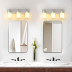 IZORRO Bathroom Vanity Light Fixture, 3-Light 22 Inch Brushed Nickel Bathroom Light Fixtures Over Mirror, with White Glass Shade, Modern Farmhouse Vanity Lights, Rustic Restroom Lighting Fixtures