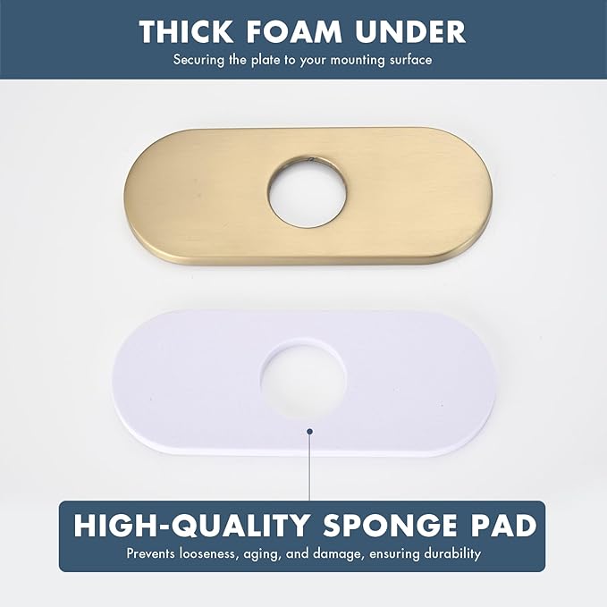 6 Inch Faucet Deck Plate for Bathroom Sink - Universal Fit for 1 Hole or 3 Hole 4 Inch Centerset Basins - Escutcheon Faucet Plate - Stainless Steel Faucet Hole Cover(Brushed Gold)