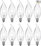 10-Pack E12 Base 60W B10 CTC Incandescent Clear Dimmable Light Bulbs Long-Lasting, Energy-Efficient, Transparent Candle Light Bulbs for Chandeliers, Ceiling Fans, Pendants, and Fireplaces