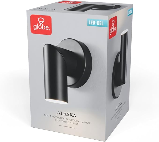 GLOBE Electric 64000113 4.5" Convertible Wall or Ceiling Mount LED Integrated Track Lighting Spotlight, Matte Black, Adjustable Pivoting Head, 9W, 500 Lumens, 3000 Kelvin, Dimmer Switch Compatible