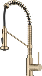 KRAUS Bolden Commercial Style 2-Function Single Handle Pull Down Kitchen Faucet in Spot-Free Antique Champagne Bronze, KPF-1610SFACB