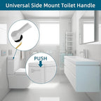 Hygie Rinse Metal Toilet Handle Lever Flush Replacement, Universal Side Mount Toilet Handle with Stainless Steel Flapper Chains, Toilet Repair Kit, White