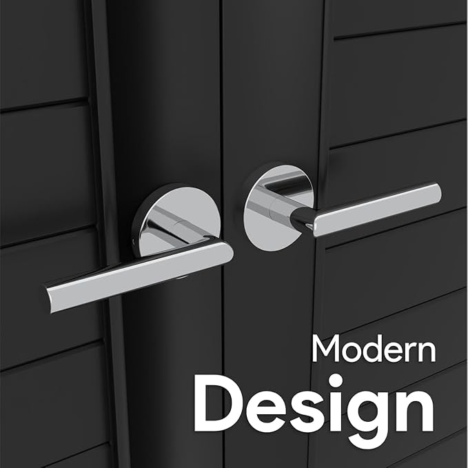 Mega Handles Ronn Dummy Door Handles - 4 Pack Heavy Duty Chrome Door Handles, Non-Turning Door Handle for Closet & French Doors, Single Side, Fits All Standard Doors - Polished Chrome