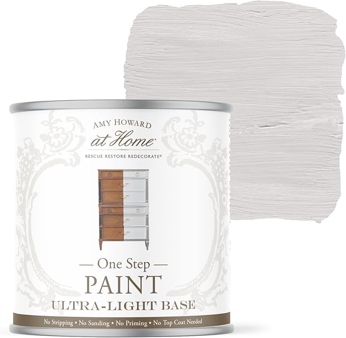 AMY HOWARD AT HOME Chalk-Based One Step Paint for Furniture, Cabinetry, Decor, Finish, and More | No Stripping, Sanding, or Priming | Ultra-Light Base | 32 Ounce | Parisian Gray