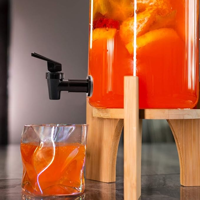 Replacement Cooler Faucet Water Bottle Jug, BPA-Free Plastic Spigot Spout Water Beverage Lever Pour Dispenser Valve, Crock Tap (2 Black)