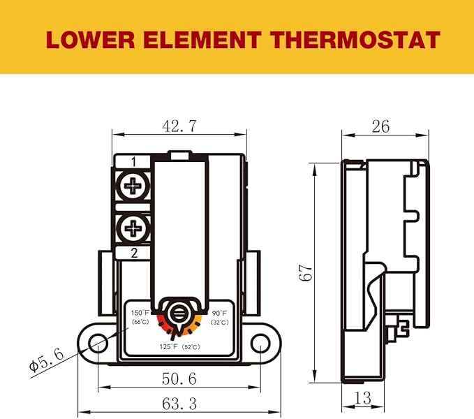 Electric Water Heater Thermostat,Include 1x KST203 Upper Thermostat & 1x KST200 Lower Thermostat,UL Certification,Compatible With Most Electric Water Heaters