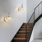 Modern Wall Sconce Set of Two Indoor Wall Lamp Nickel Vintage Wall Sconces Glass Wall Light Bathroom Vanity Light Fixture Wall Mounted Room Sconce Wall Lighting