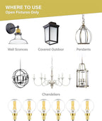 G16.5 E12 Globe Bulbs 6W Dimmable Candelabra Light Bulb 60 watt E12 Round 2700K Warm White Globe Bulb for Chandeliers,Ceiling Fan,Pendant,Wall sconces,AC120V,Clear Glass,600LM,6Pack