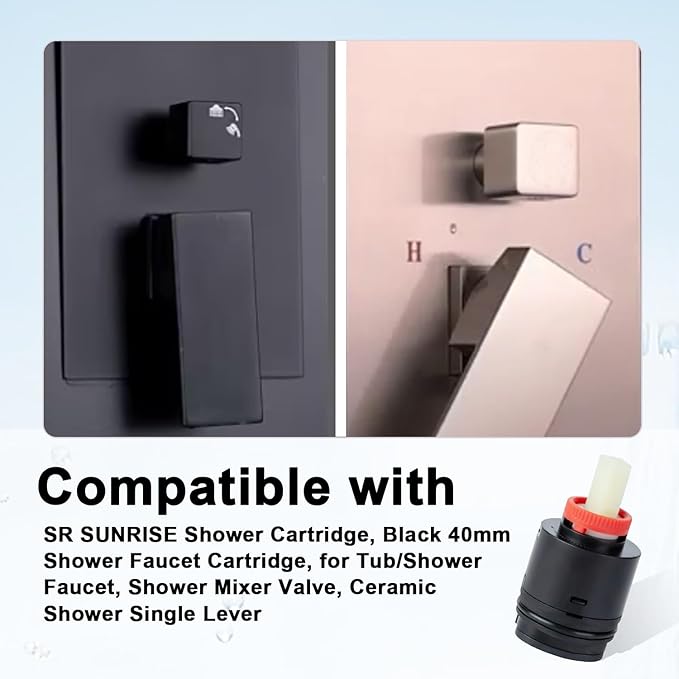 Shower Cartridge Replacement for Tub/Shower Faucet Mixer Valve and Ceramic Single Lever Valve Compatible with SRSUNRISE 3.07" H X 1.57" W Replace#: N40HKC