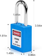 5pcs Blue Loto Locks Set - Keyed Different, 2 Keys Per Lock, OSHA Compliant Safety Padlocks for Electrical Lockout Tag Out Kits