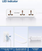 European Travel Plug Adapter Kit with USB Ports, Universal Extension Cord 5 FT, USA to European, UK Plug Adapter for Travel & Life, Accepts Type A/B/C/D/E/F/G/H/I/J/K/L/N/O Plugs, White