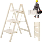 3 Step Ladder, Step Stool for Adults, Protable Carbon Steel Folding Stool with Wide Anti-Slip Wide Pedals, 330lbs Sturdy Steel Ladder for Household and Kitchen