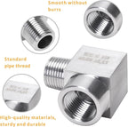 90 Degree Street Elbow - 3/8" NPT Male to 3/8" NPT Female Stainless Steel 304 Heavy Duty Forged Square Barstock Street Elbow Adapter Pipe Fitting (pack of 5)