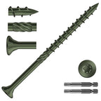 #10 x 3 Inch Deck Screws (540Pcs) 8lb. Carbon Steel, Green, Flat Head, Rust Resistant epoxy Coated, with T25 Star Bit