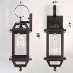 Large Industrial Porch Light -18" Bronze Outdoor Porch Lights 2-Pack, Exterior Wall Sconces Brown Sealed Bottom, Outdoor Lantern Outside Sconces for Exterior House ETL Listed