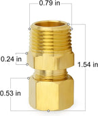 ChillWaves Brass Compression Tube Fitting, 1/2" OD x 1/2" NPT Male Compression Union Connector(5-PACK)