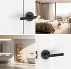 Amerdeco 1 Pack Matte Black Door Handles Interior, Knurled Privacy Door Handles with Lock,Heavy Duty Black Door Lever for Bedroom or Bathroom,Reversible Keyless for Left Right Handed Doors
