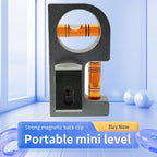 Solid aluminum alloy Mini level ruler portable mini level bubble meter with magnetic function TV stand installation (Silver Red)