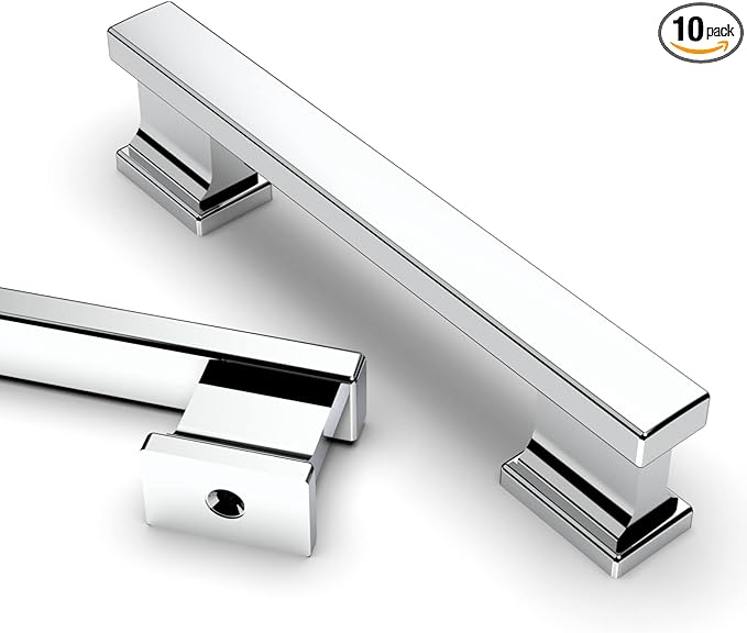 Asidrama 10 Pack 3.75 Inch(96mm) Polished Chrome Kitchen Cabinet Handles, Cabinet Pulls Kitchen Cabinet Hardware for Cupboard Drawer Pulls