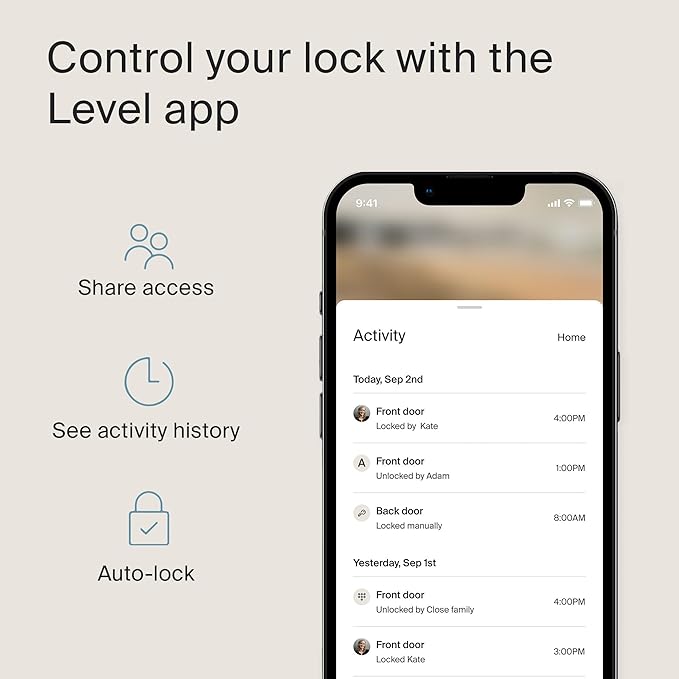 Level Lock+ Deadbolt Smart Lock - World's Smallest Smart Lock plus Apple Home Key - Level App for iOS & Android - Works with Apple Home (Polished Brass)