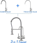 MENATT Purifier Kitchen Faucet, Commercial 3 in 1 Spring Drinking Water Faucet, Pull Down Water Filter Kitchen Sink Faucets (Brushed Nickel)