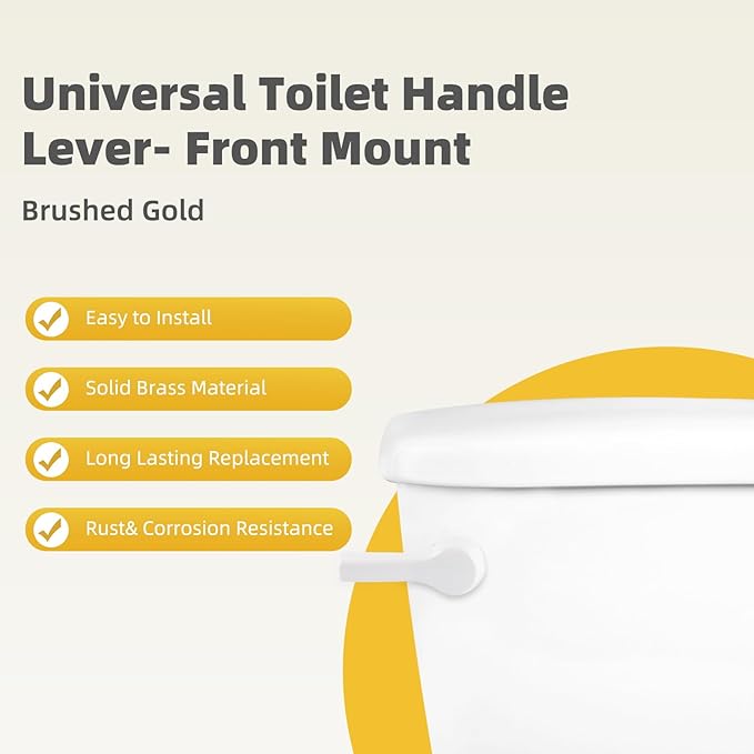 iFealClear Universal Metal Toilet Flush Handle Replacement, Front Mount Toilet Handle Replacement Compatible with Kohler, American Standard, TOTO, Mansfield, Solid Brass, White