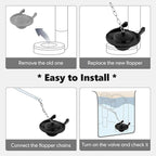 2-inch Universal Toilet Flapper, Rubber Seal Toilet Flapper Replacement Kit for Toilet Tank Compatible with American Standard, Kohler, Gerber, Toto Toilet 2 Pack (Black)