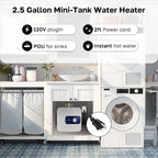 Electric Mini Tank Water Heater UL Listed, ThermoMate 2.5 Gallons Small Under Sink Water Heater for Point of Use Instant Hot Water 110V 120V, Wall or Floor Mounted, ES250