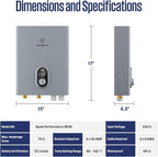 Westinghouse 18kW 240V Tankless Water Heater Electric, Up to 4.2 GPM, WiFi Control Compatible with Alexa & Google Home, ETL, IPX4, Apolo 2.0 Gray.