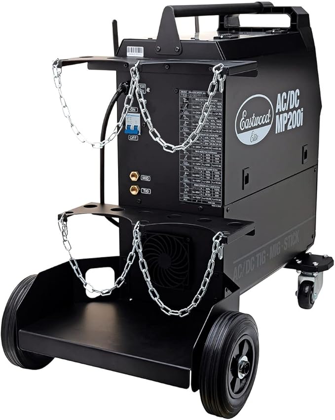 Eastwood Elite 200 Amp Multi-Process AC/DC MP200i Welder | TIG Welder High Frequency Start and Foot Pedal | Welding Machine with MIG Stick Welder | 120V OR 240V Dual Voltage | Tig Welder AC/DC | Black