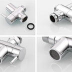 3 Way Shower Diverter - Solid Brass, Sink Valve Faucet Splitter for Kitchen or Bathroom, M22-M24, M22-G1/2 Adaptor, Silver